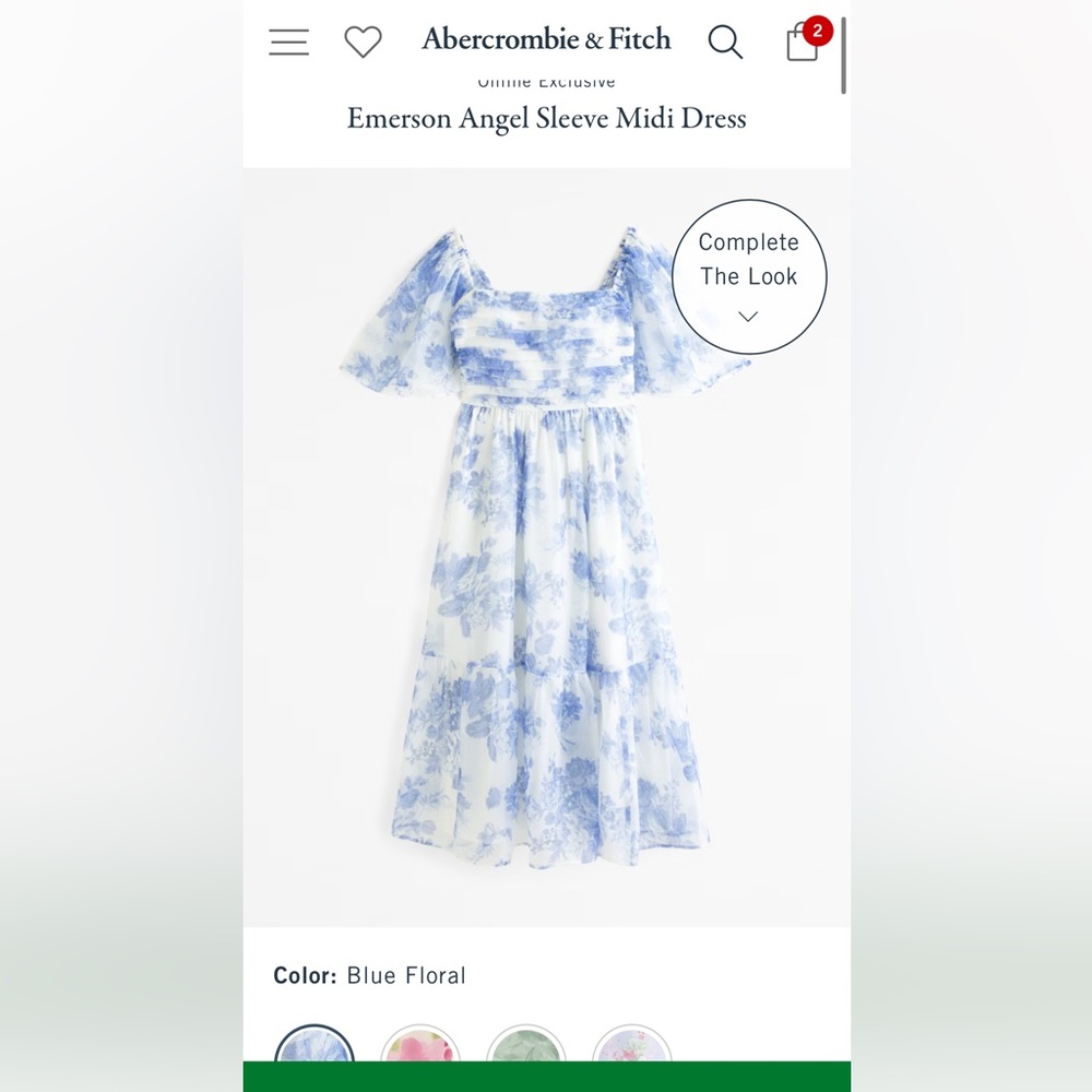 Abercrombie Emerson Angel Sleeve Midi Dress sz Medium